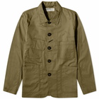 Universal Works Men's Fine Twill Patched Bakers Jacket in Olive