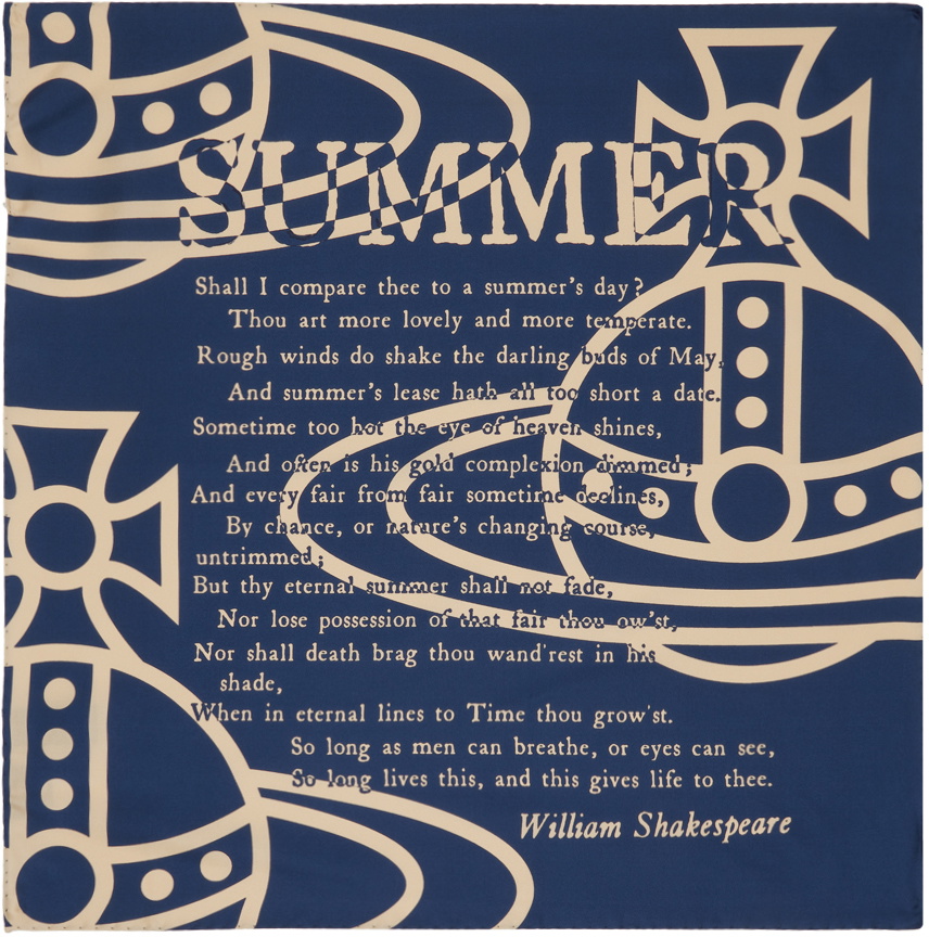 Vivienne Westwood Navy & Beige Summer Pocket Square