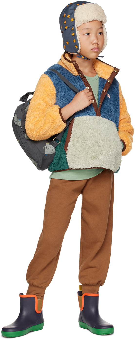 TINYCOTTONS Kids Blue & Yellow Color Block Jacket