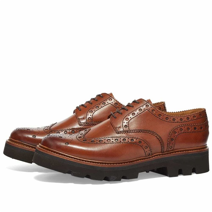 Photo: Grenson Men's Archie Lug Brogue in Tan Hand Painted