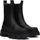 GANNI Black Stitch Cleated Mid Chelsea Boots