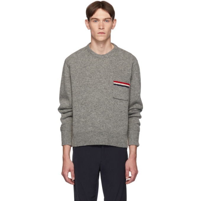 Photo: Thom Browne Grey Relaxed-Fit Pullover Sweater