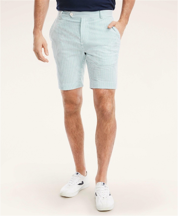 Photo: Brooks Brothers Men's Cotton Seersucker Stripe Shorts | Green