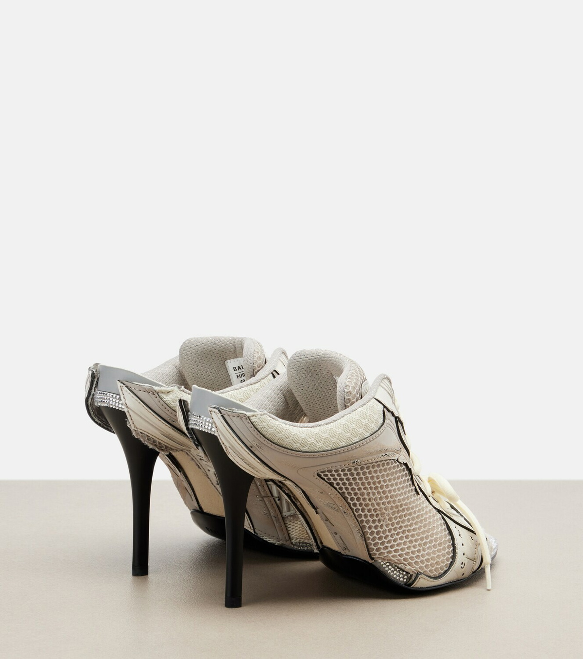 Balenciaga Stapler embellished leather-trimmed mules
