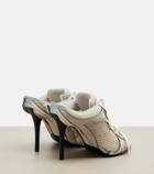 Balenciaga Stapler embellished leather-trimmed mules