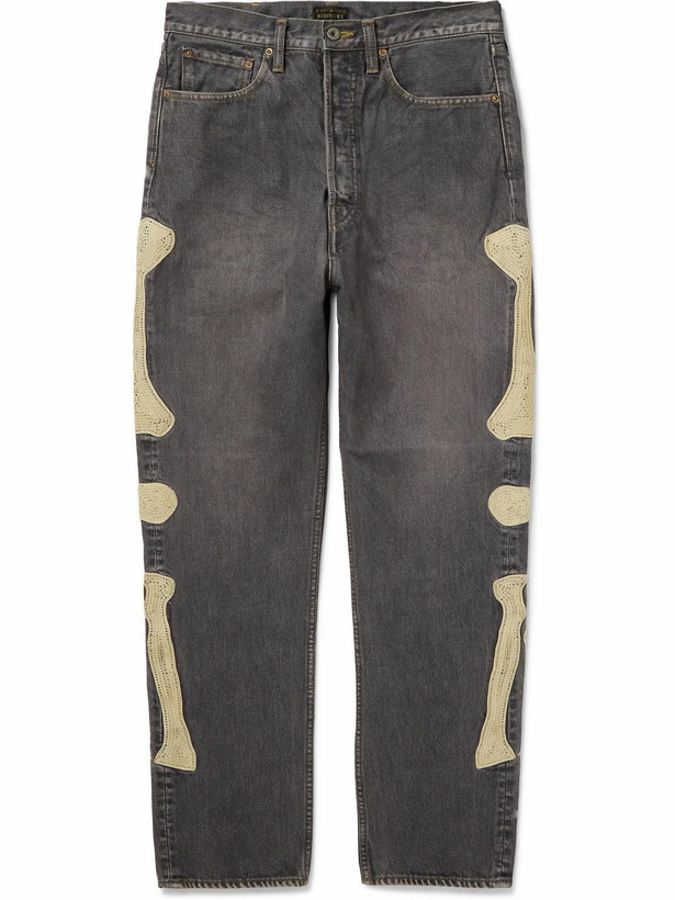 Photo: KAPITAL - Slim-Fit Crochet-Trimmed Jeans - Blue