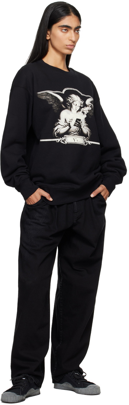 Y's Black Angel Printed Sweatshirt