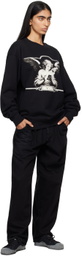Y's Black Angel Printed Sweatshirt