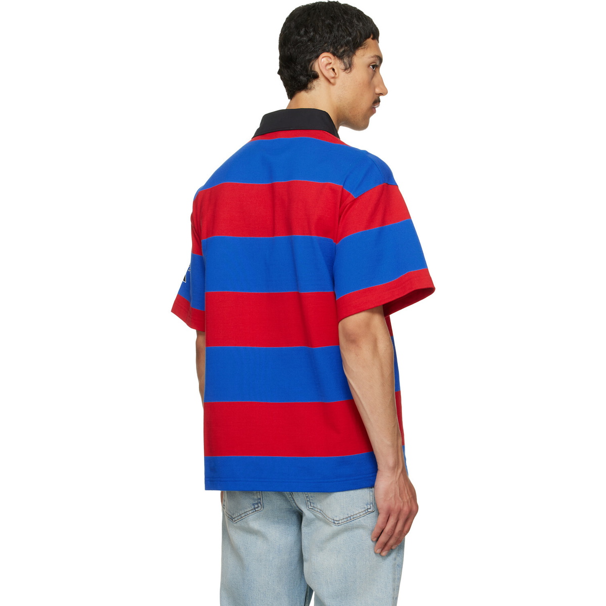 Palm Angels Blue & Red CB Palm Sport Stripes S/S Polo