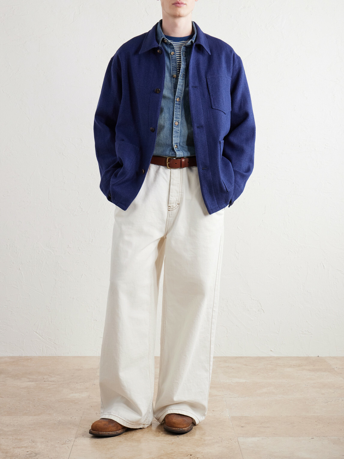 Visvim - Baker Textured Wool and Linen-Blend Jacket - Blue