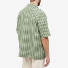 Wood Wood Men's Jason Dobby Striped Vacation Shirt in Bright Green