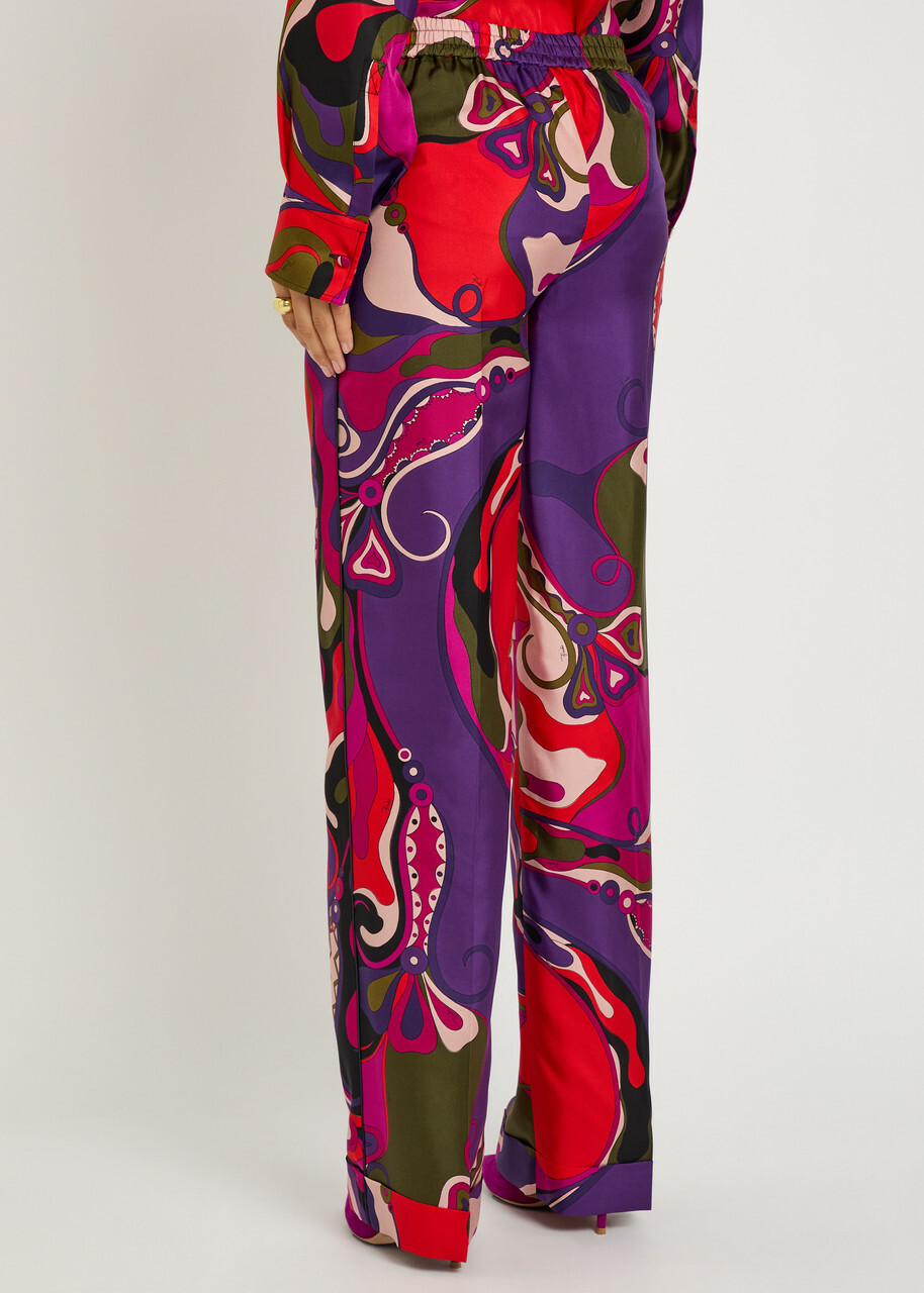 Pucci Orchidee Printed Silk Trousers Multicoloured 1