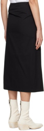 Y's Black Wrap Midi Skirt