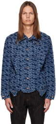 Juntae Kim Blue Loose Thread Denim Jacket