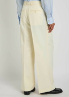 Ami Paris Pleated Wide-leg Wool Trousers Cream
