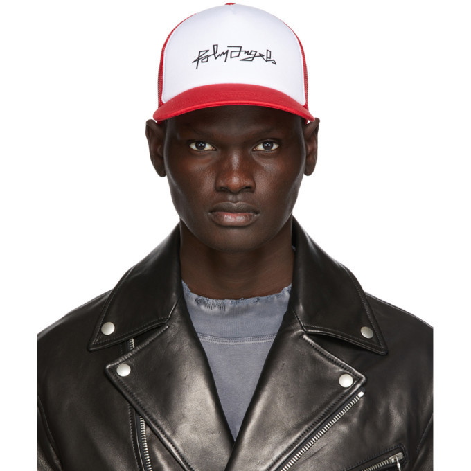 Photo: Palm Angels White and Red Desert Logo Mesh Cap