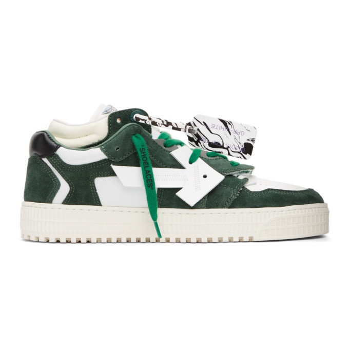 Photo: Off-White White and Green Floating Arrow Sneakers
