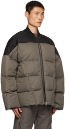 Rick Owens Gray & Black Paneled Down Jacket