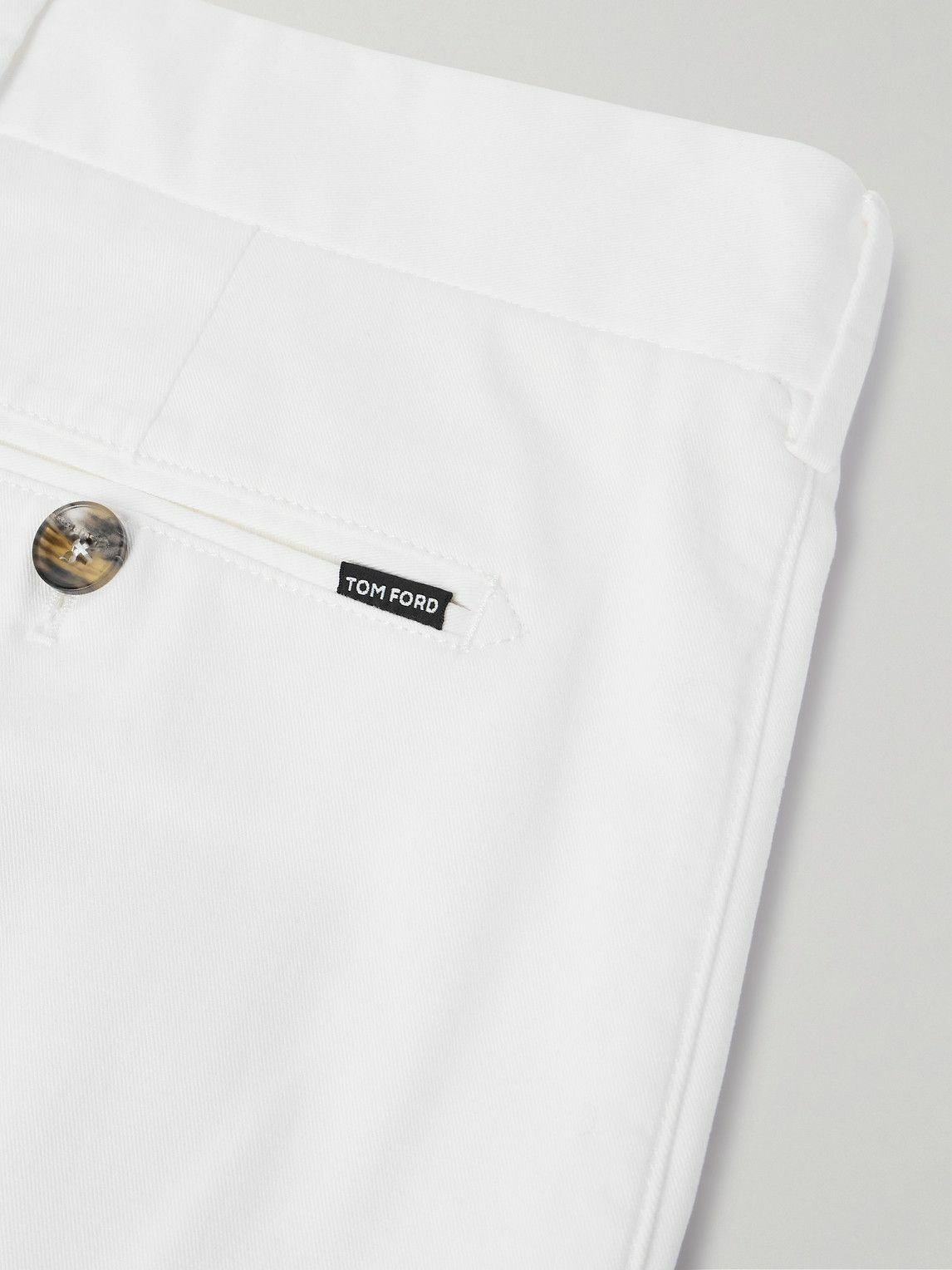TOM FORD - Tapered Cotton-Blend Twill Chinos - White