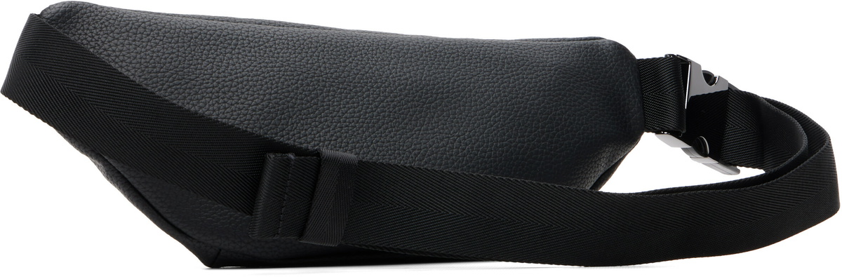 Hugo Black Logo Patch Grained Belt Bag