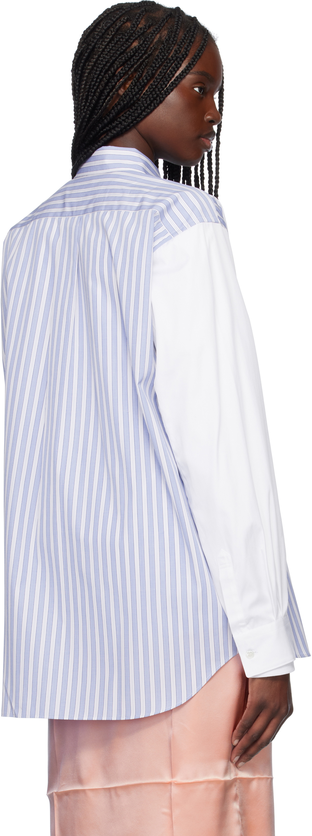 Comme des Garçons Shirt Blue & White Cotton Poplin Striped & Plain Shirt