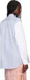 Comme des Garçons Shirt Blue & White Cotton Poplin Striped & Plain Shirt