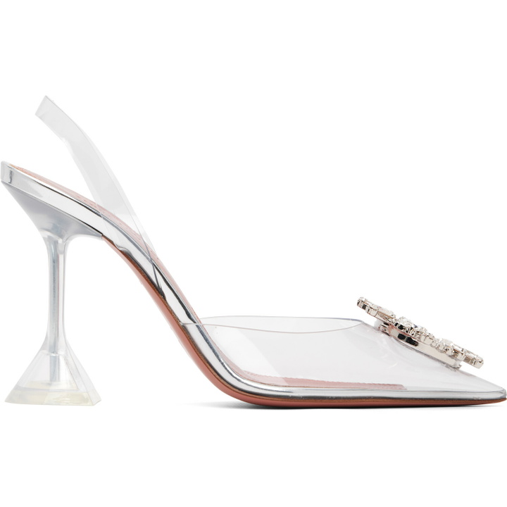 Photo: Amina Muaddi Transparent Begum Glass Sling 95 Heels