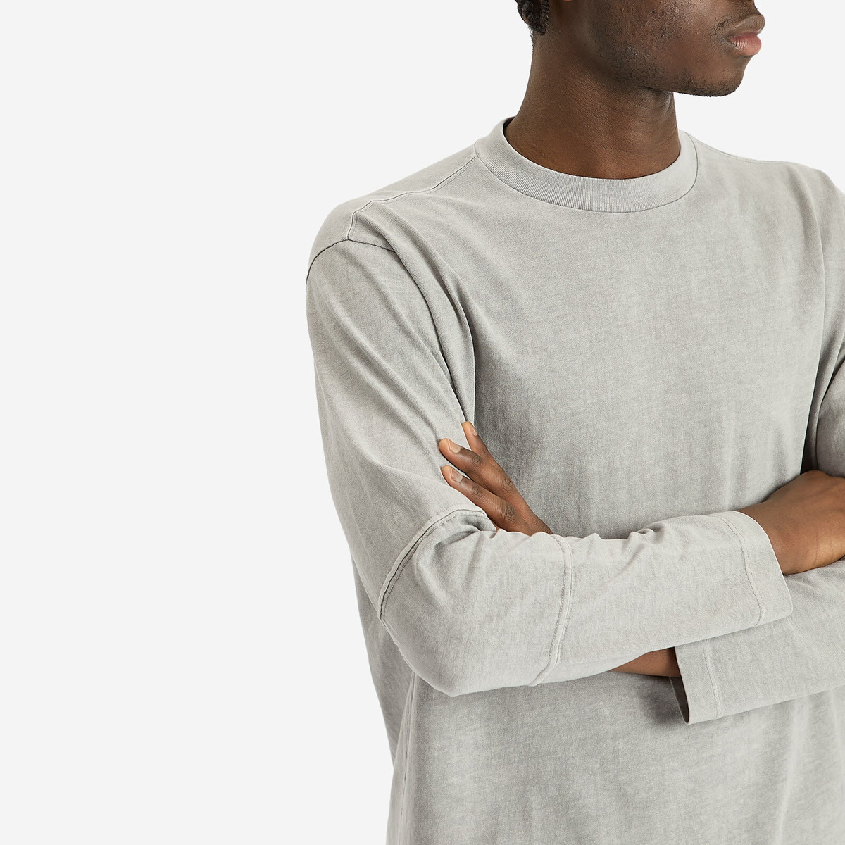 Lady White Co. Men's Tripanel Long Sleeve T-Shirt in Pigment Chalk