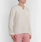 Sease - Crinkled Linen-Jacquard Shirt - White