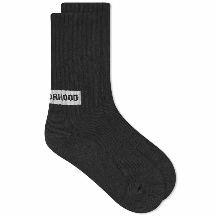 Photo: Neighborhood Men's Logo Heel Sock in Black