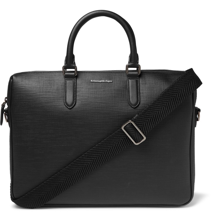Photo: Ermenegildo Zegna - Textured-Leather Briefcase - Black