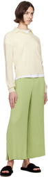 ISSEY MIYAKE Green Hatching Bottoms Trousers