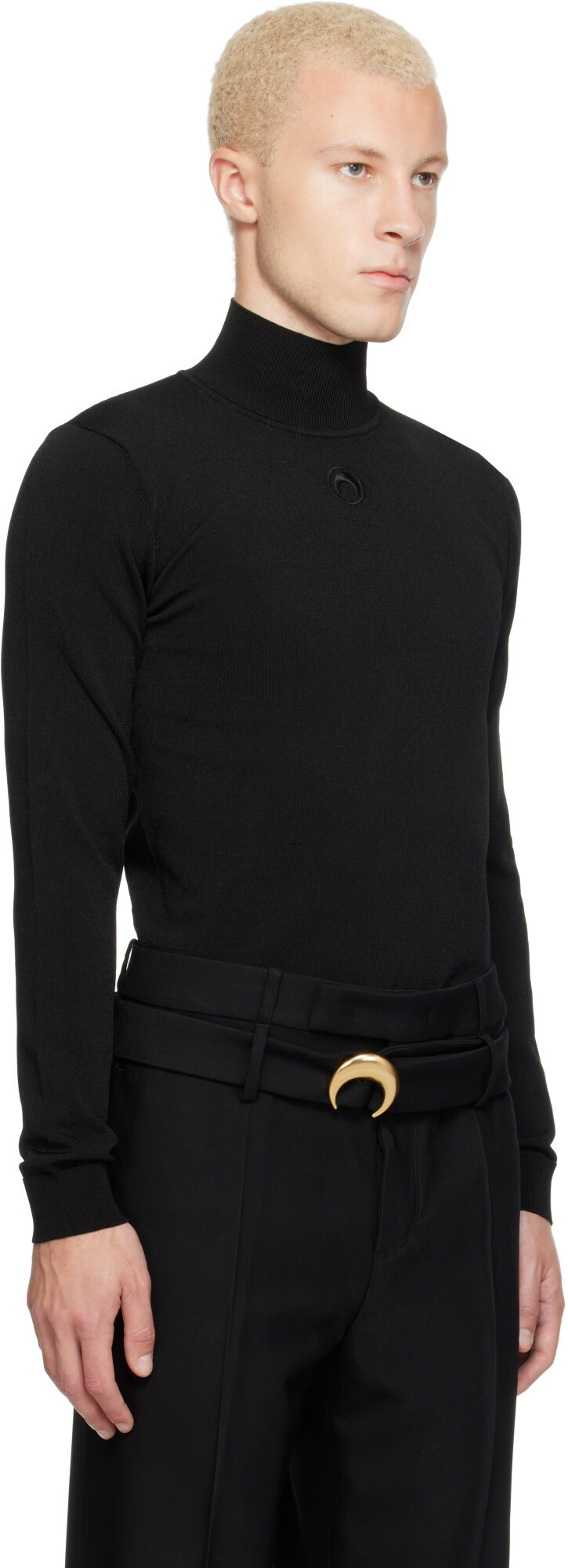 Marine Serre Black Moon Logo Knit Turtleneck
