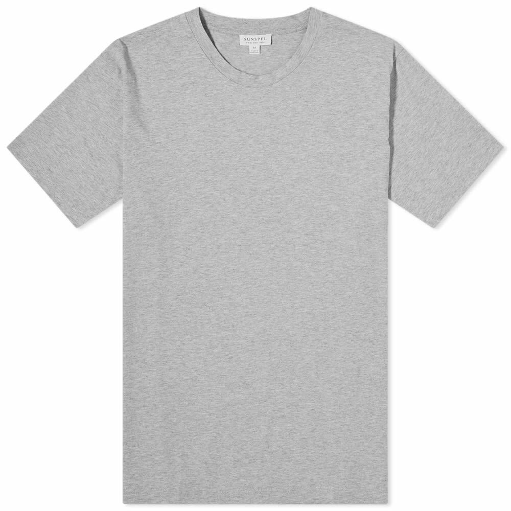 Sunspel Men's Organic Riviera T-Shirt in Grey Melange