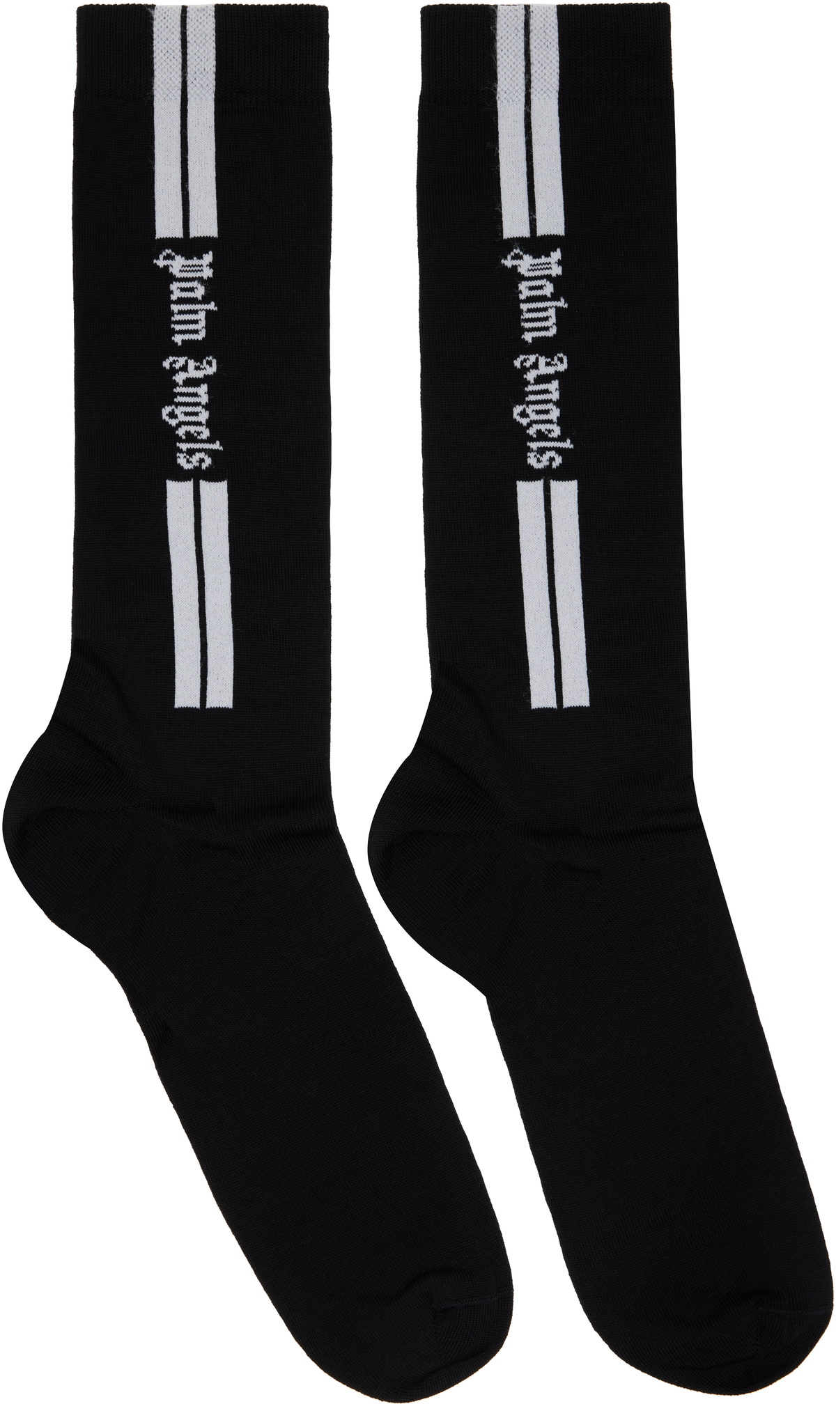 Palm Angels Black Classic Logo Track Socks