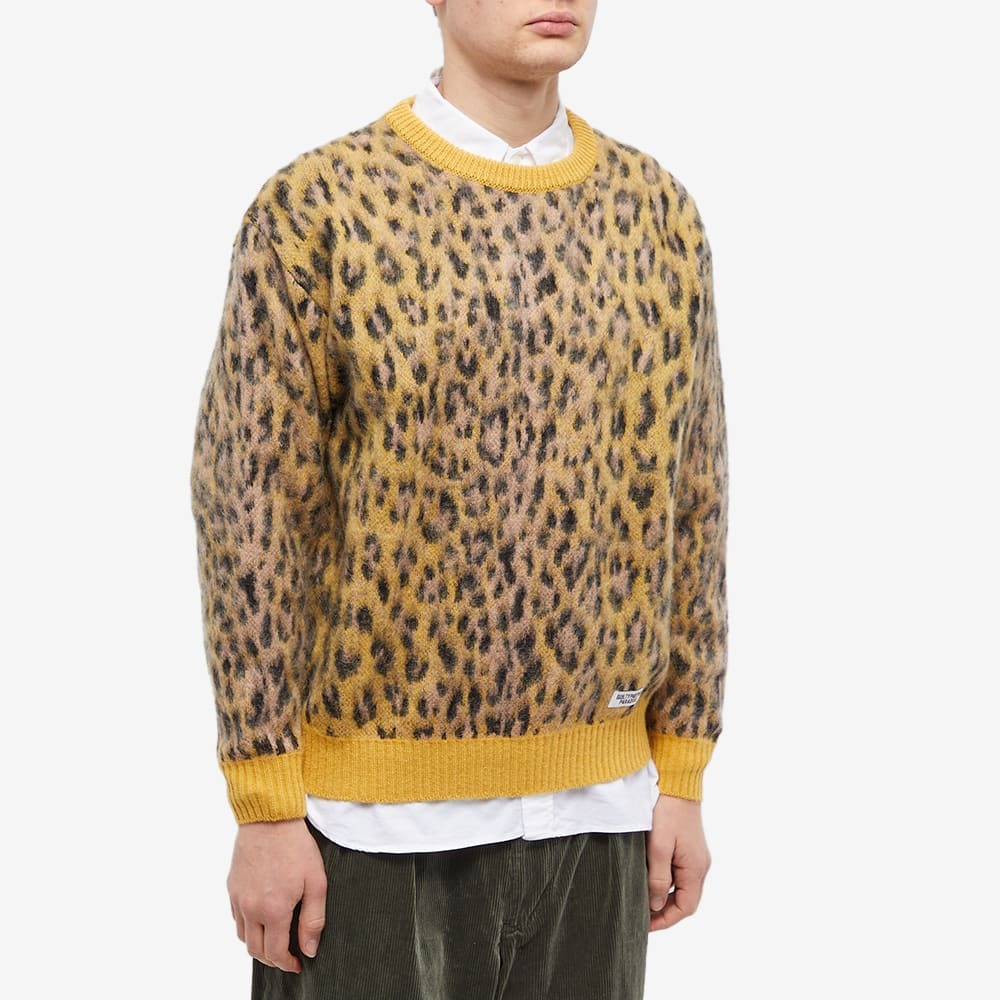 Wacko Maria Men's Type 1 Leopard Mohair Cardigan in Yellow