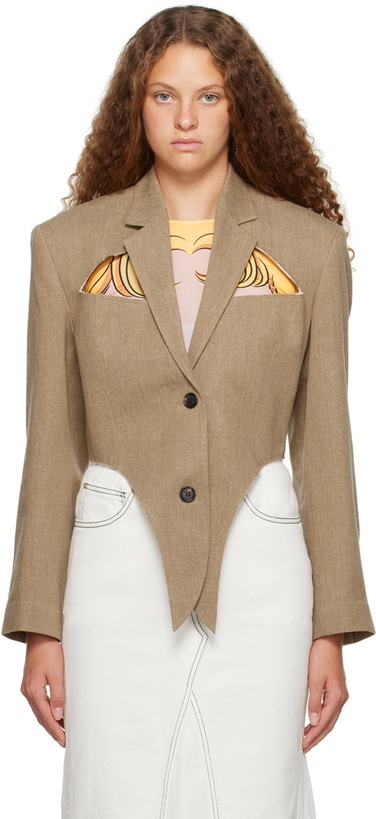 Photo: Pushbutton Beige Cutout Blazer