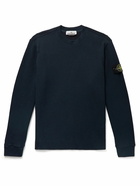 Stone Island - Logo-Appliquéd Ribbed Cotton-Blend Sweater - Blue