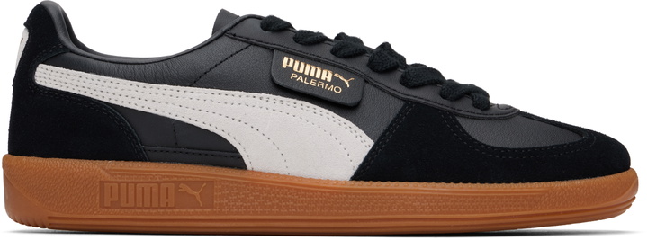 Photo: PUMA Black & Gray Palermo Leather Sneakers
