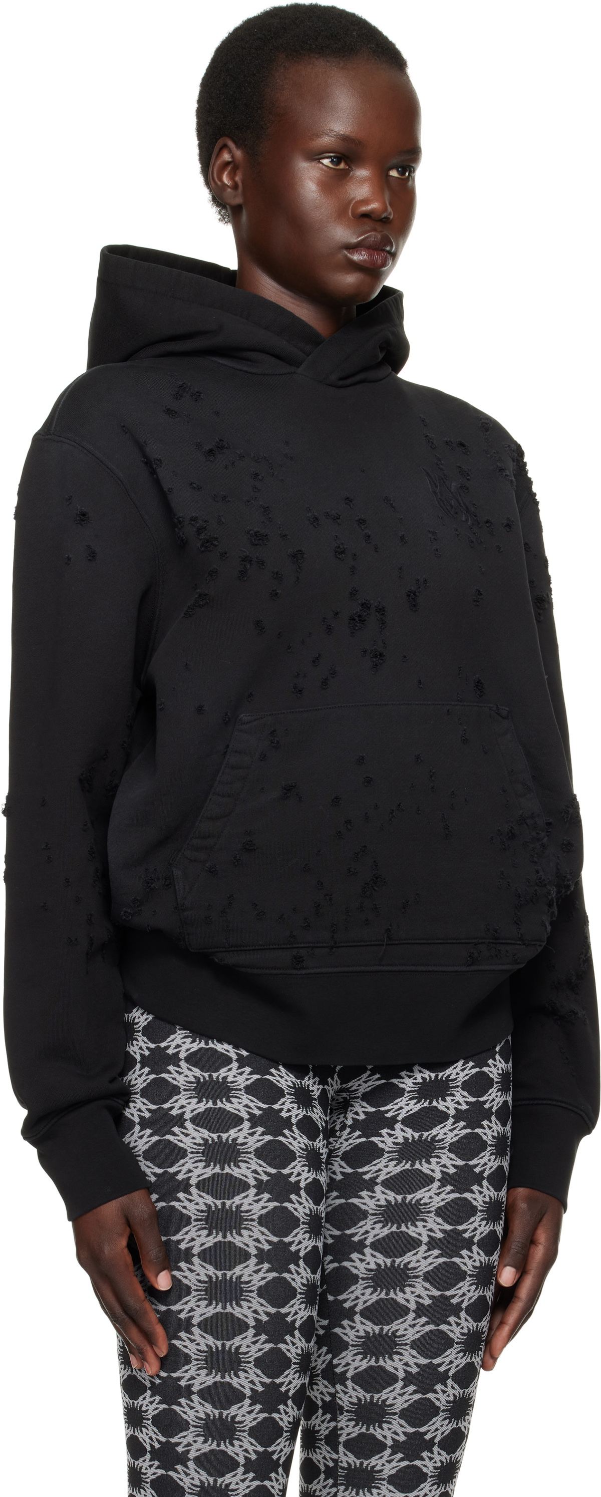 AMIRI Black MA Embroidered Hoodie