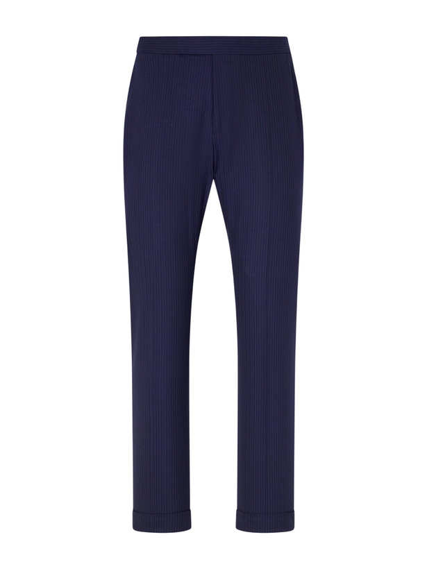 Photo: Polo Ralph Lauren - Straight-Leg Pinstriped Wool-Blend Suit Trousers - Blue