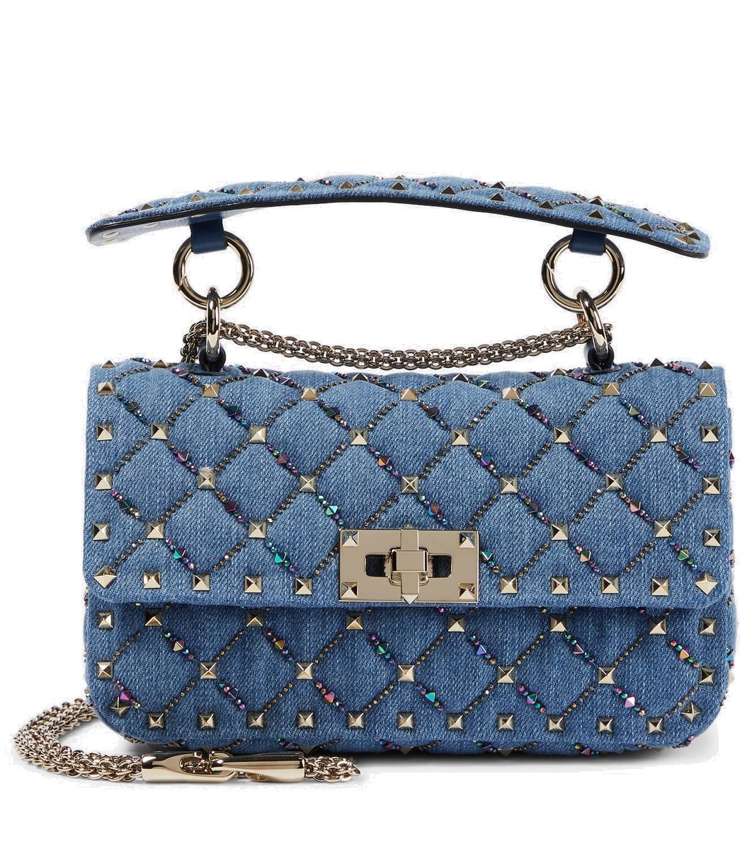 Valentino Garavani Rockstud Spike Small denim shoulder bag