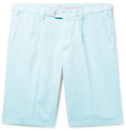 Loro Piana - Slim-Fit Pleated Cotton and Linen-Blend Bermuda Shorts - Light blue