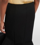 Mugler Asymmetric ruffled wool-blend midi skirt