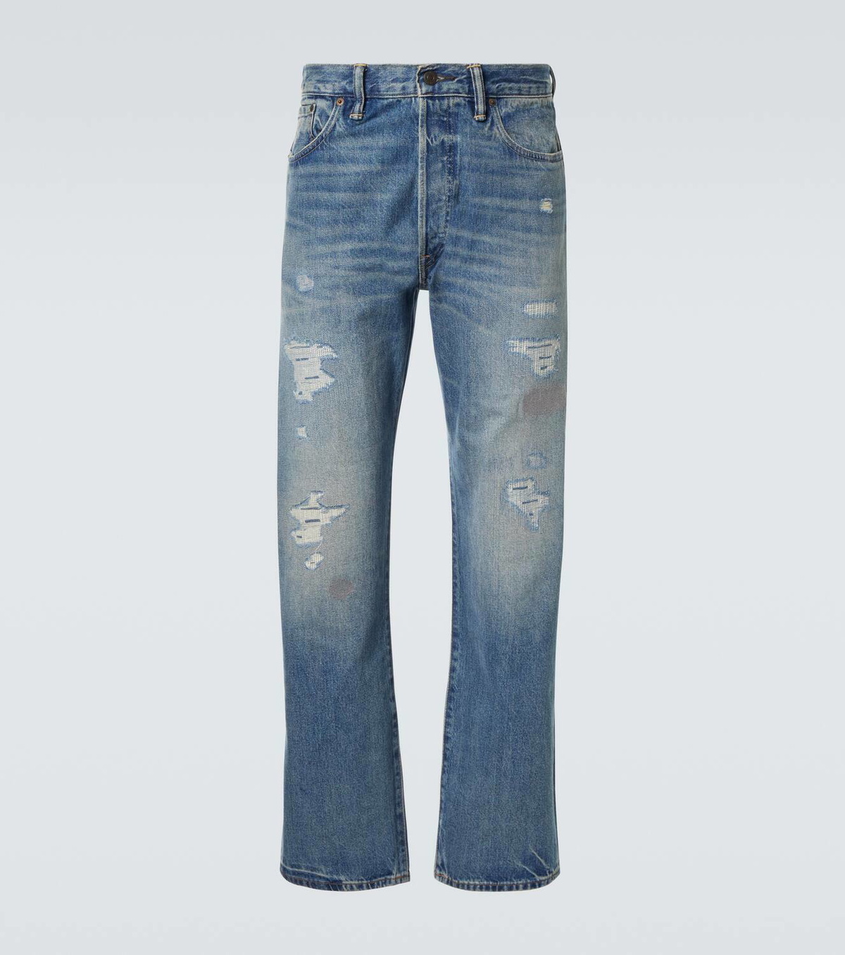 RRL Distressed low-rise straight jeans RRL RRL Distressed low-rise straight jeans RRL
