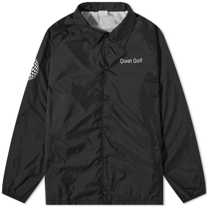 Photo: Quiet Golf Men's Typeface Coach Jacket in Black