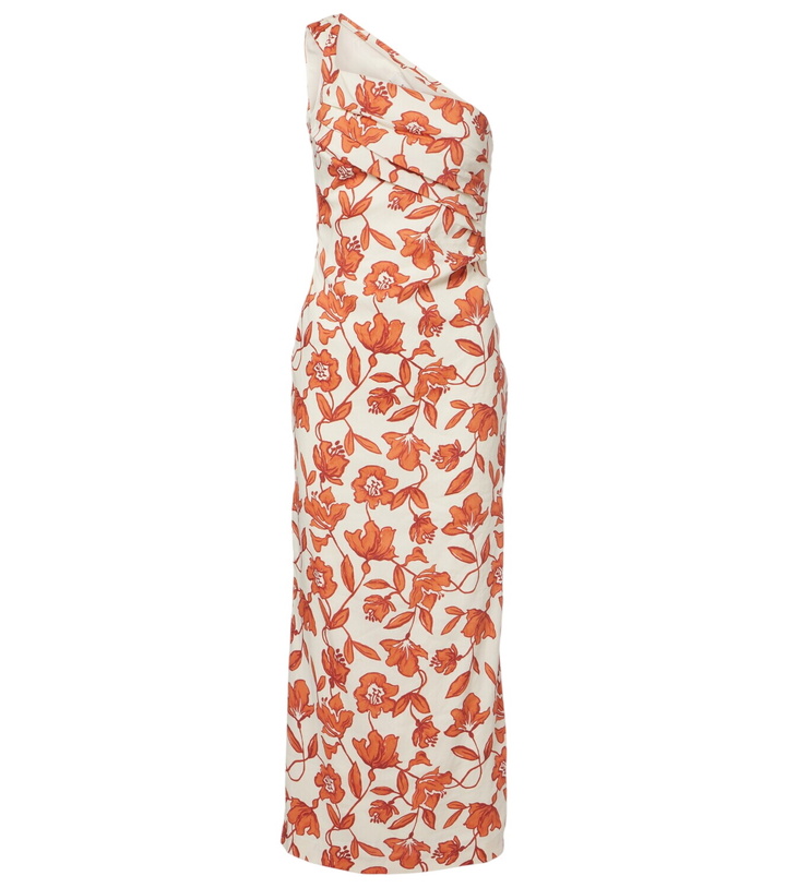Photo: SIR Chloe one-shoulder floral linen-blend midi dress
