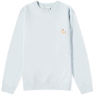 Maison Kitsuné Men's Chillax Fox Patch Regular Crew Sweat in Sky Blue