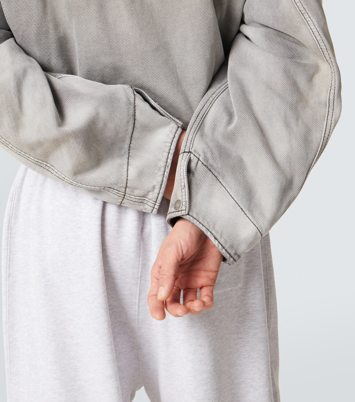 Acne Studios Leather-trimmed denim jacket