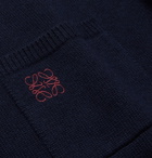 Loewe - Logo-Embroidered Colour-Block Wool Polo Shirt - Blue